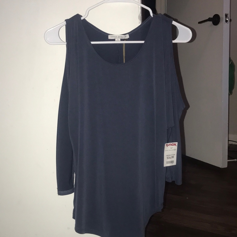 Blue Open Shoulder Top
